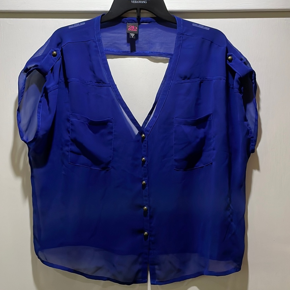 2B Bebe- Blue sheer blouse